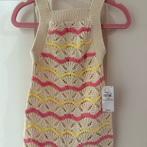 Old Navy Baby Cream Knit Romper with Pink and Yellow Stripes Size 3-6 Months New